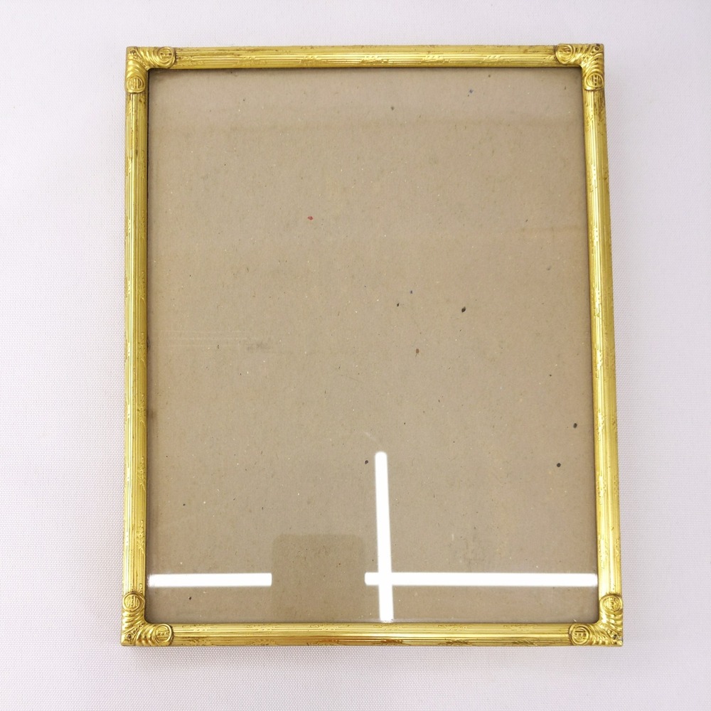 Vintage Picture Frame Real Brass Ornate Reeded Edge 8x10 Tabletop Decor